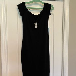 Black mid length dress